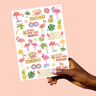 Let's Flamingle Tats - 50 foil temporary tattoos