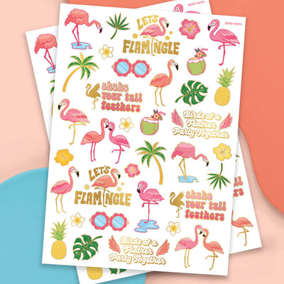 Let's Flamingle Tats - 50 foil temporary tattoos