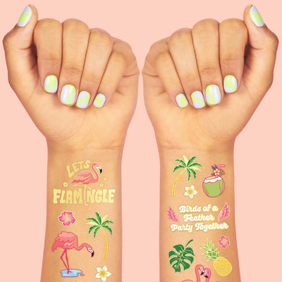 Let's Flamingle Tats - 50 foil temporary tattoos