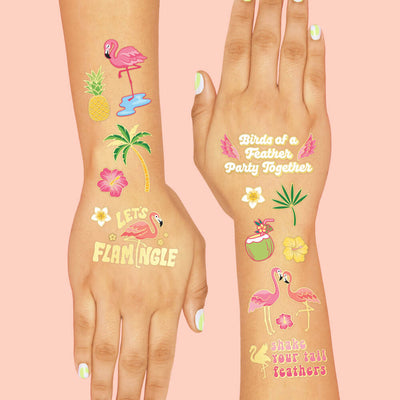 Let's Flamingle Tats - 50 foil temporary tattoos