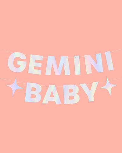 Gemini Baby Banner - iridescent foil banner