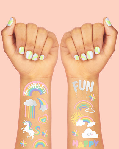 Rainbow π Tats - 46 foil temporary tattoos