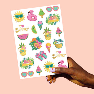 Summer Fun Tats - 44 foil temporary tattoos