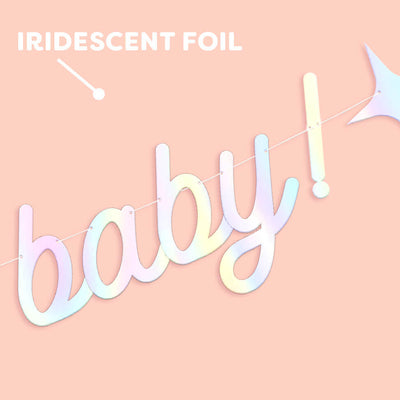 Oh Baby Banner - iridescent foil banner