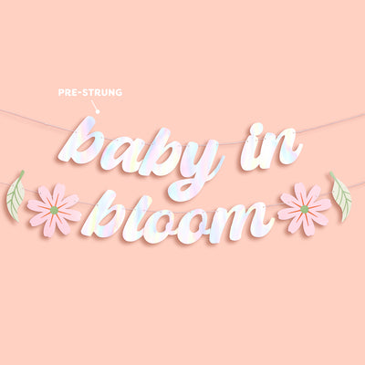 Baby In Bloom Banner - iridescent foil banner