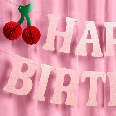 Cherry On Top Bday Banner - 3D glitter banner