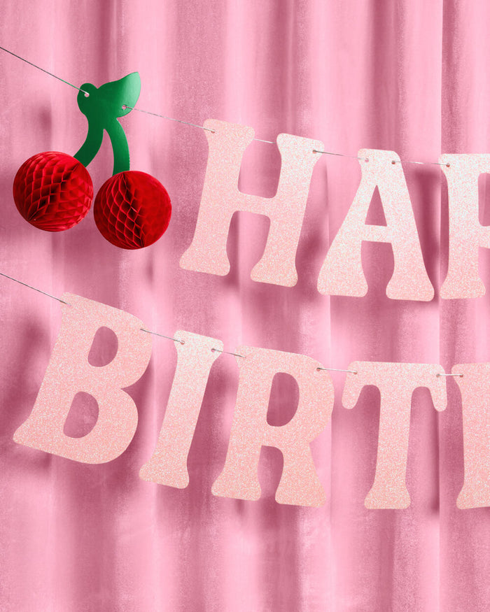 Cherry On Top Bday Banner - 3D glitter banner