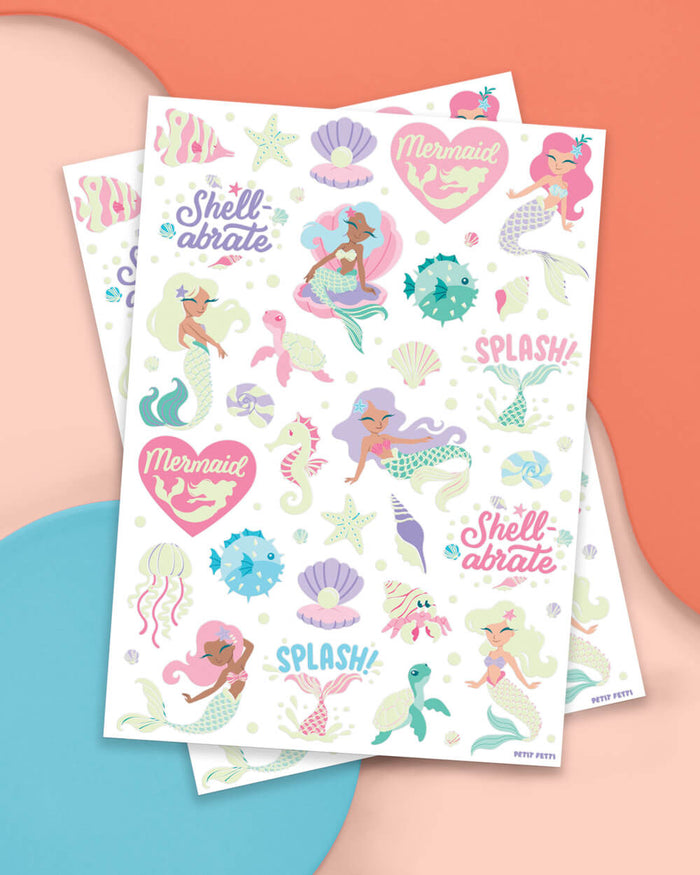 Mermaid Glo Tats - 48 foil temporary tattoos