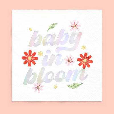 Baby in Bloom Napkins - 50 white napkins