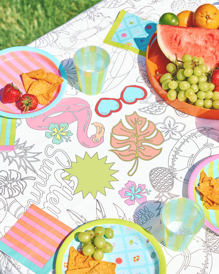 Pool Party Paper Tablecloth - coloring tablecloth