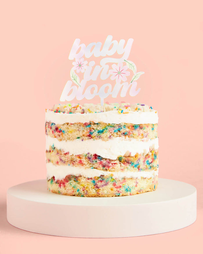 Baby in Bloom Topper - iridescent cake topper