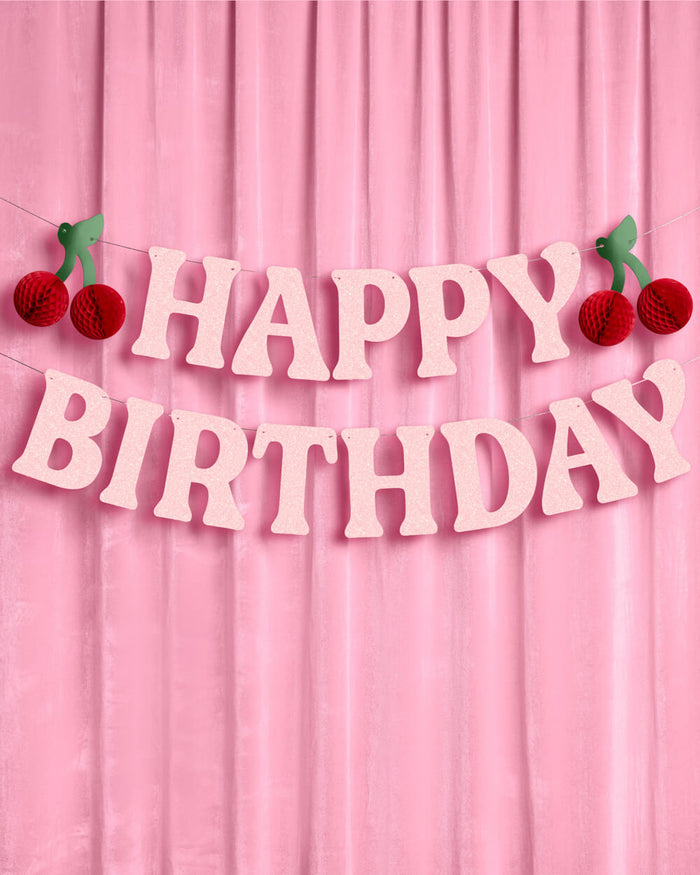 Cherry On Top Bday Banner - 3D glitter banner