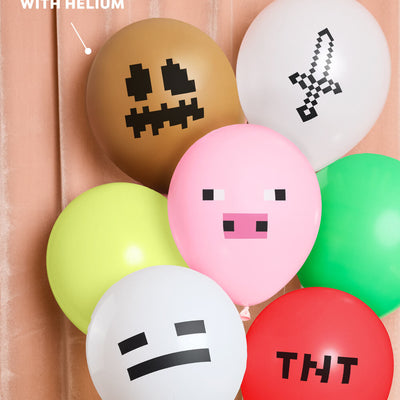 Pixel Mining Game Balloon Pack - 25 latex balloons