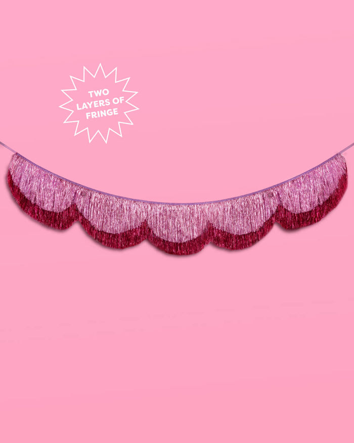 Tickled Pink Fringe - scalloped banner