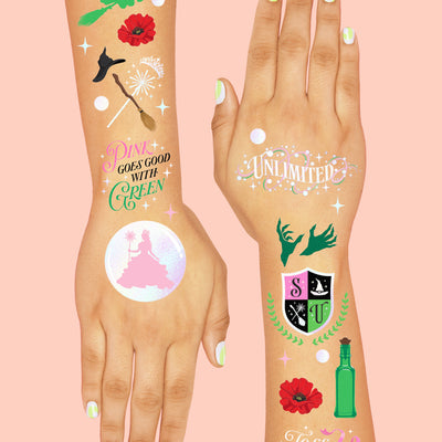 Pink Goes Good w. Green Tats - 50 temporary tattoos