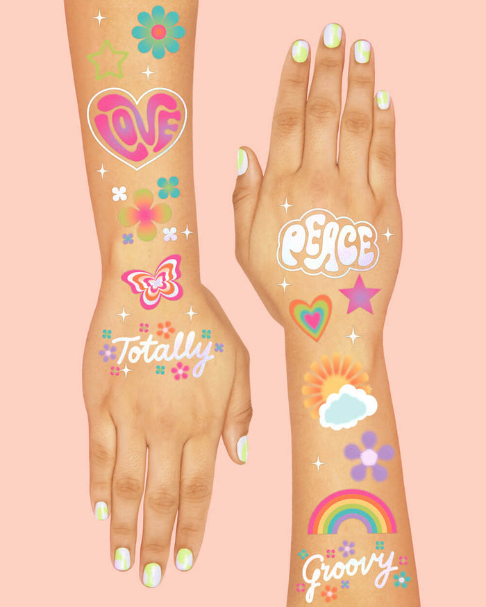 Groovy Rainbow Tats - 68 temporary tattoos