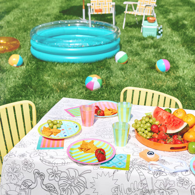 Pool Party Paper Tablecloth - coloring tablecloth