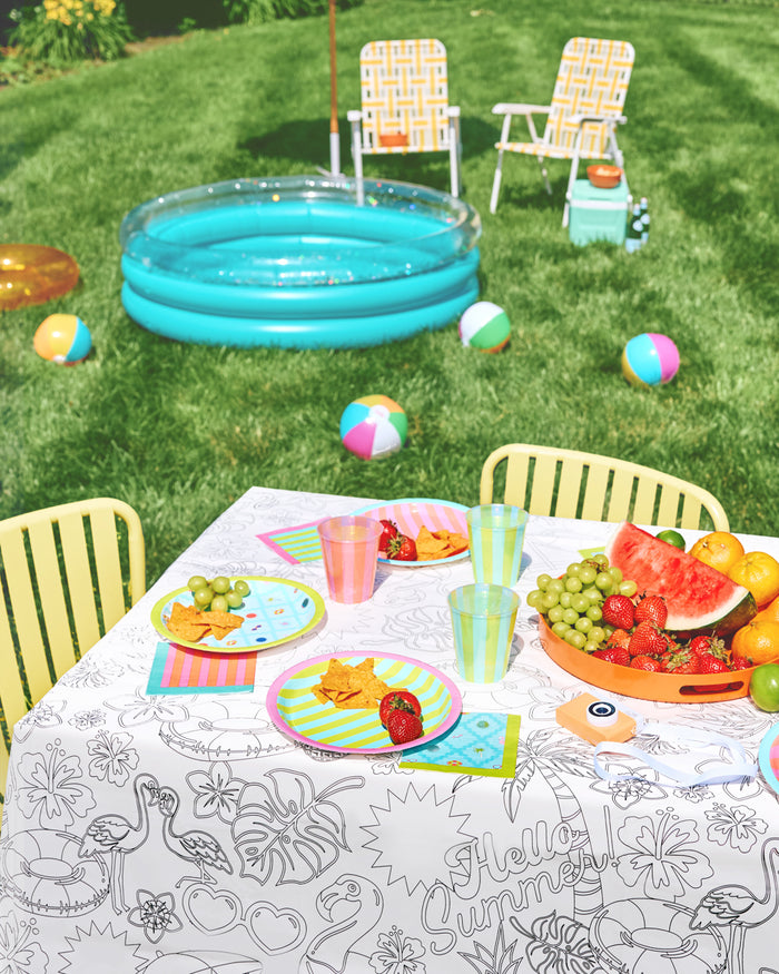 Pool Party Paper Tablecloth - coloring tablecloth