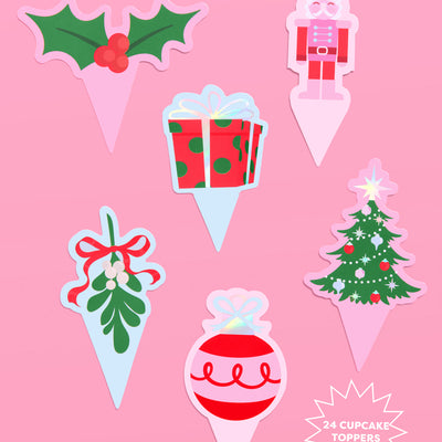 Deck the Cupcakes Set - 24 sets of liners + toppers