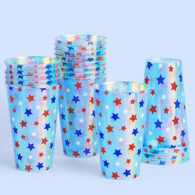 Stars & Stripes Cups - 16 iridescent 16 oz cups