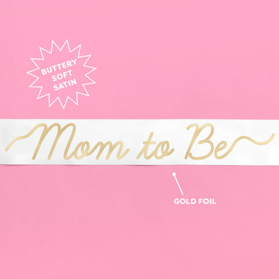 Mom to Be Sash - white satin sash