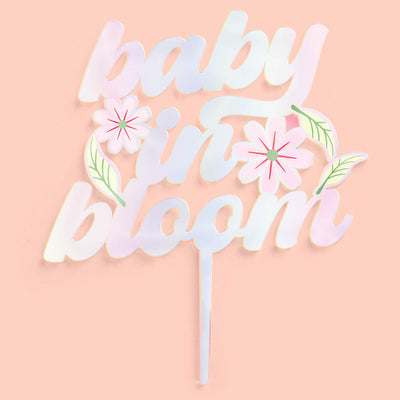 Baby in Bloom Topper - iridescent cake topper