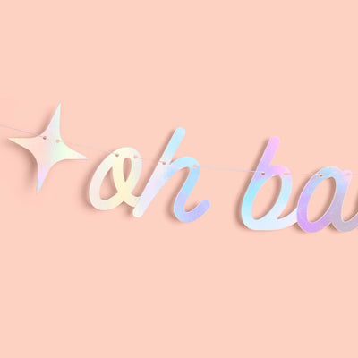Oh Baby Banner - iridescent foil banner