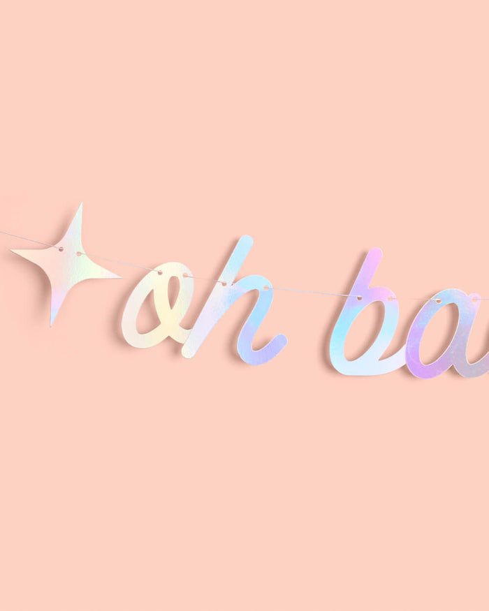 Oh Baby Banner - iridescent foil banner