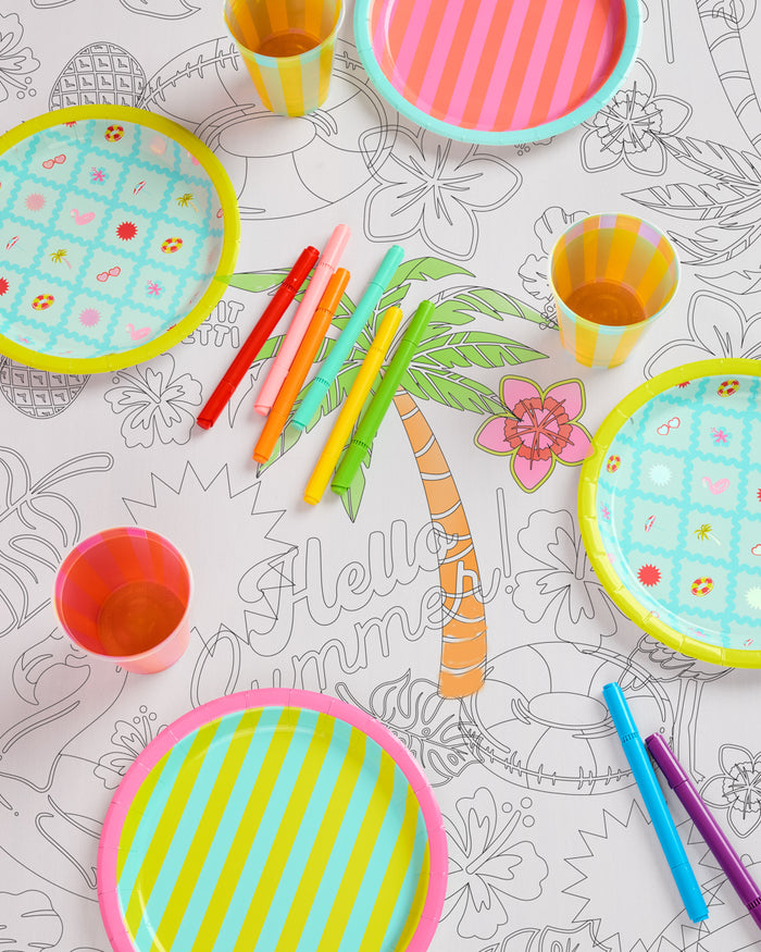 Pool Party Paper Tablecloth - coloring tablecloth