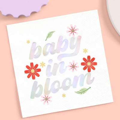 Baby in Bloom Napkins - 50 white napkins
