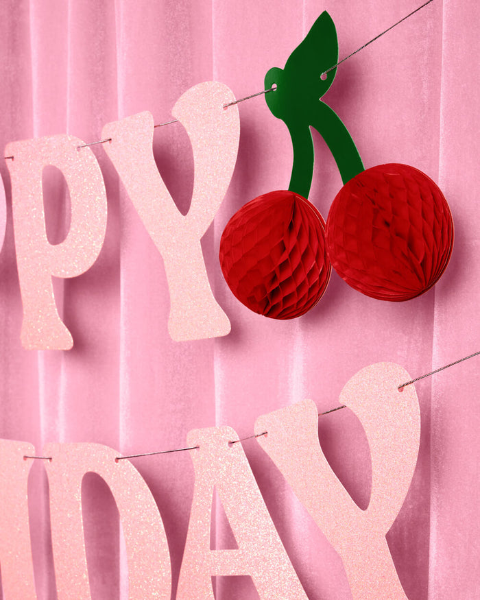 Cherry On Top Bday Banner - 3D glitter banner
