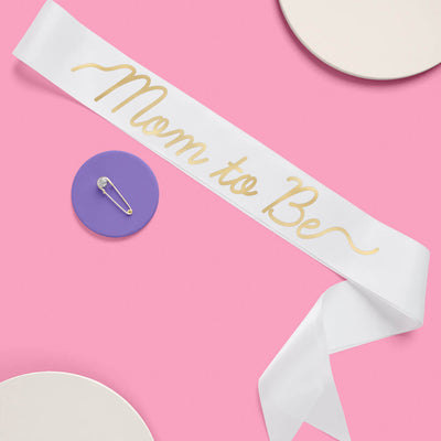 Mom to Be Sash - white satin sash