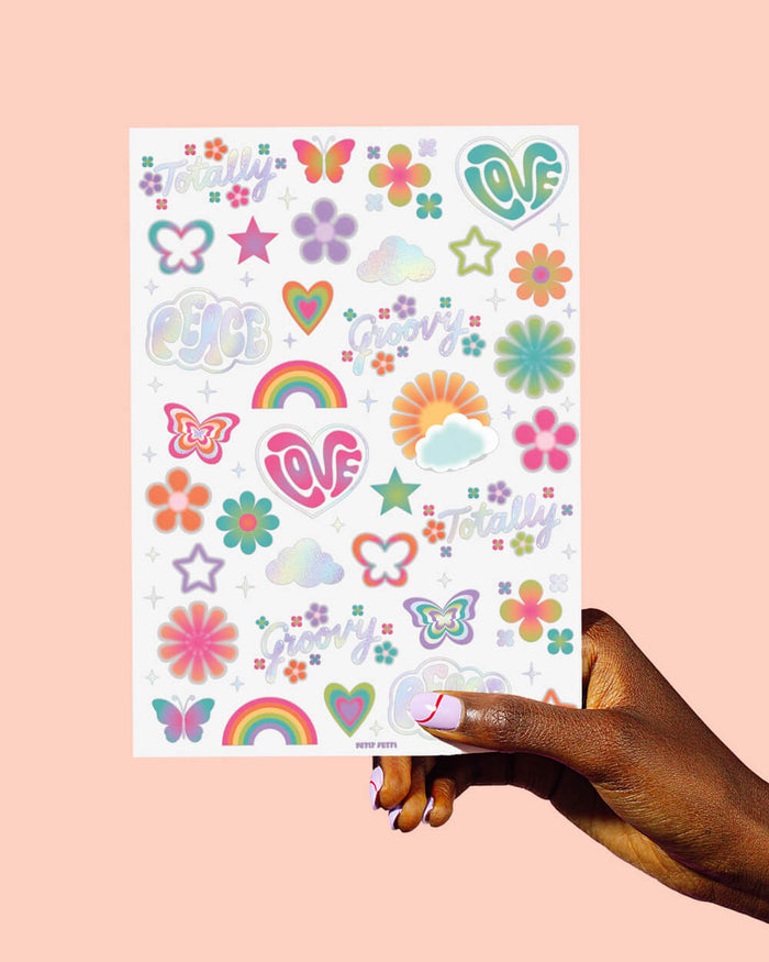 Groovy Rainbow Tats - 68 temporary tattoos