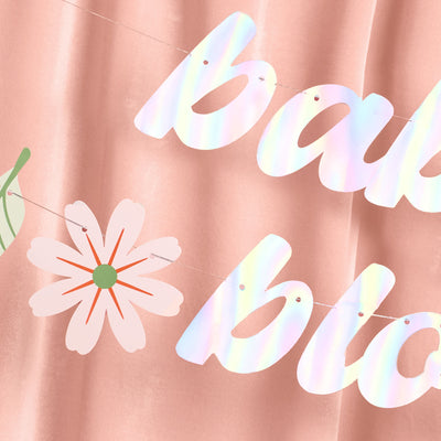 Baby In Bloom Banner - iridescent foil banner