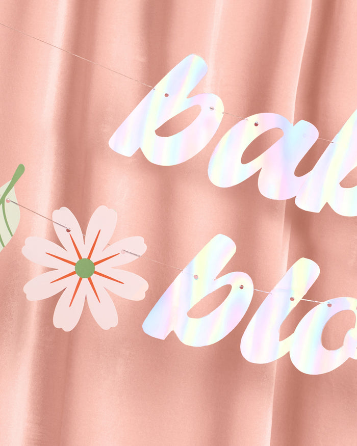 Baby In Bloom Banner - iridescent foil banner