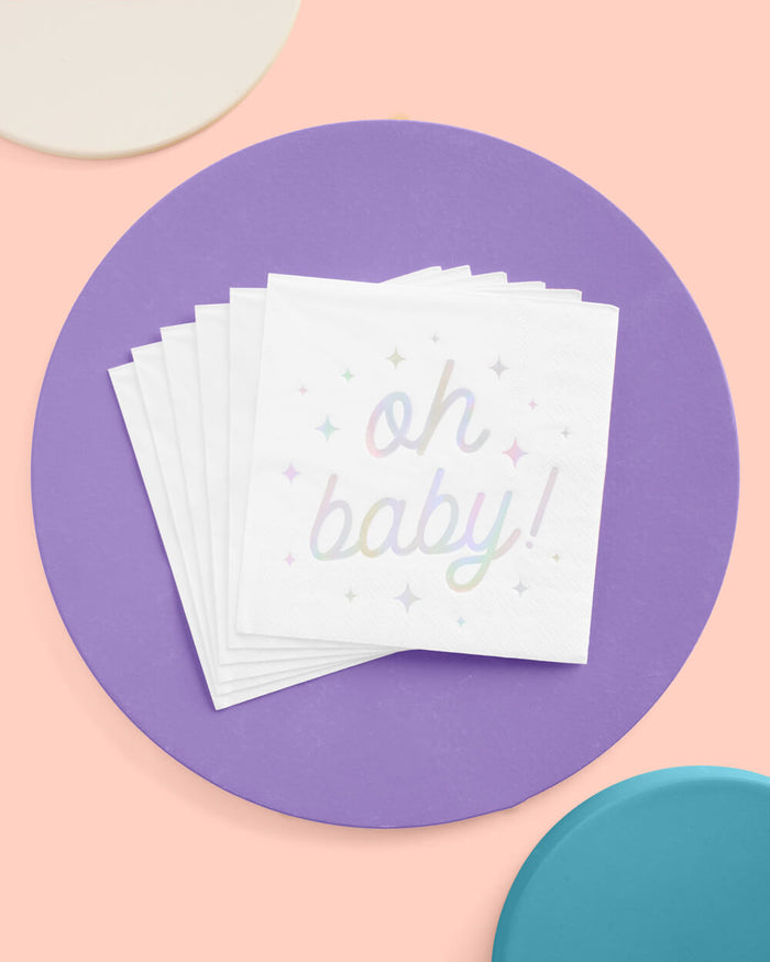 Oh Baby Napkins - 50 white napkins