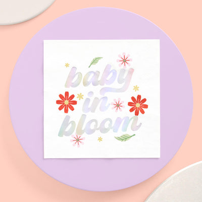 Baby in Bloom Napkins - 50 white napkins