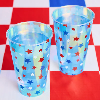 Stars & Stripes Cups - 16 iridescent 16 oz cups