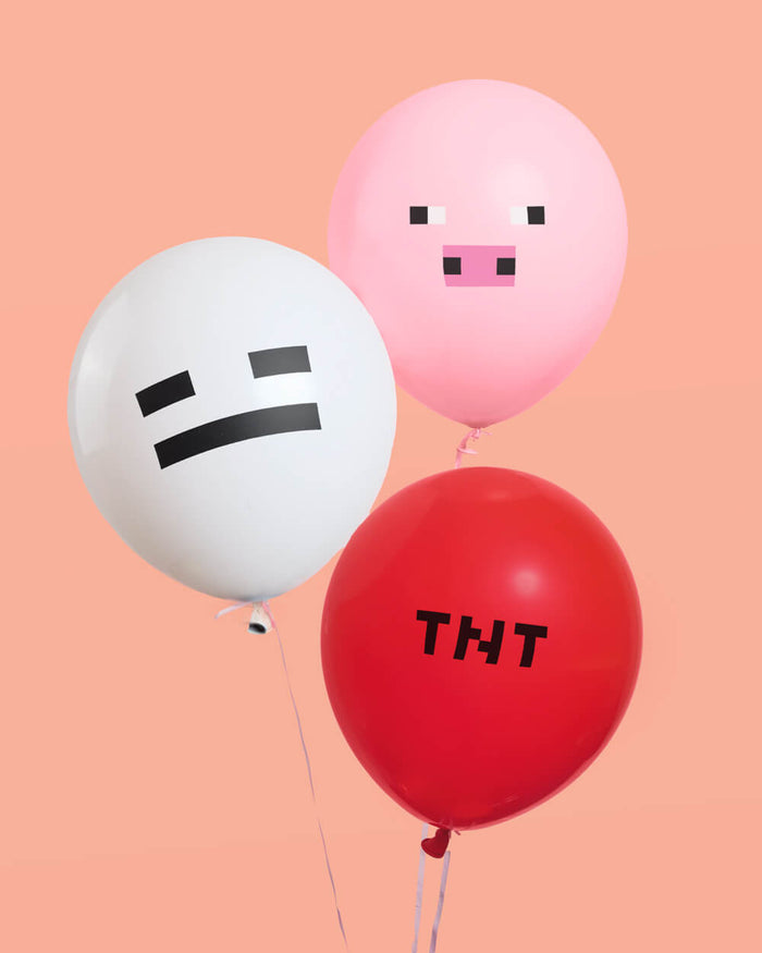 Pixel Mining Game Balloon Pack - 25 latex balloons