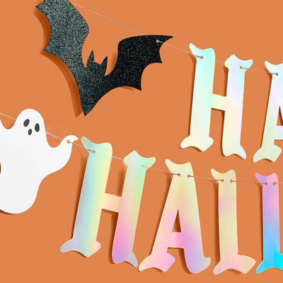 Happy Halloween Banner - iridescent foil banner