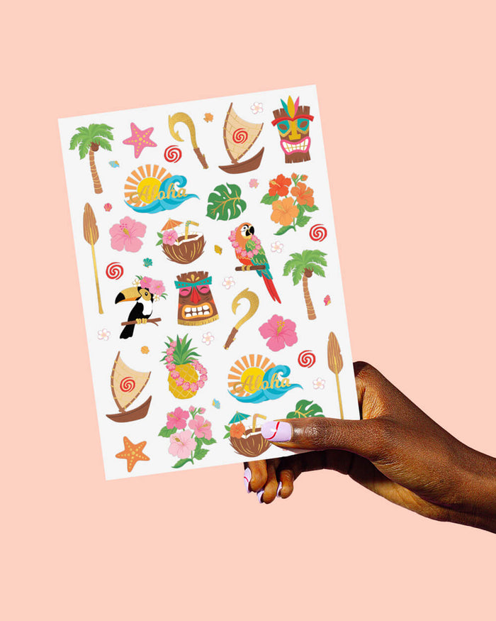 Luau Tattoos - 60 temporary tattoos
