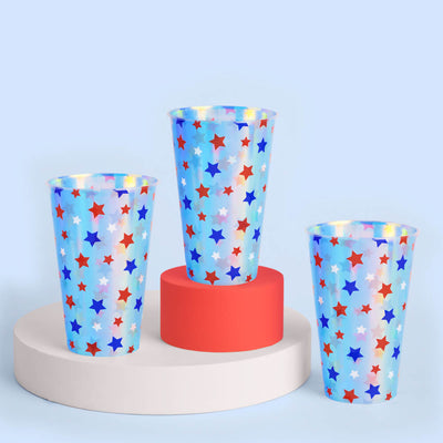 Stars & Stripes Cups - 16 iridescent 16 oz cups