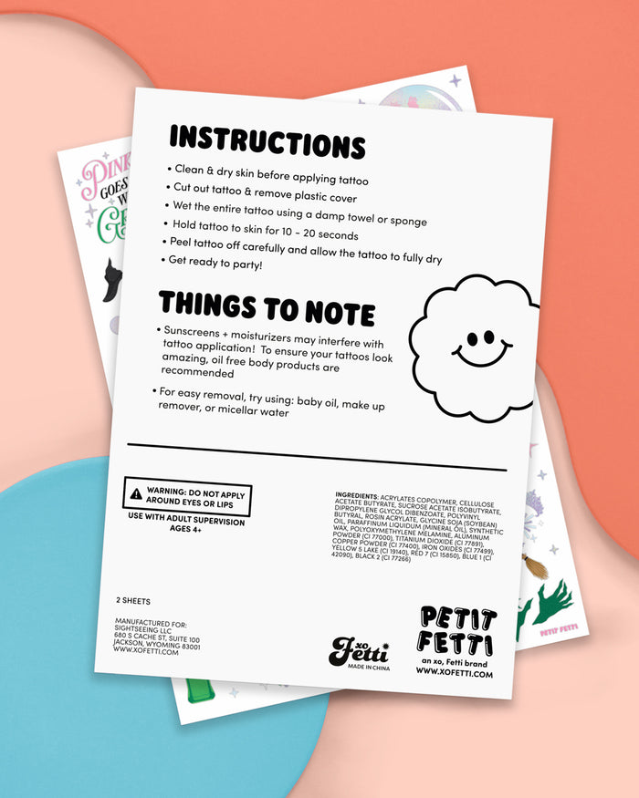 Pink Goes Good w. Green Tats - 50 temporary tattoos