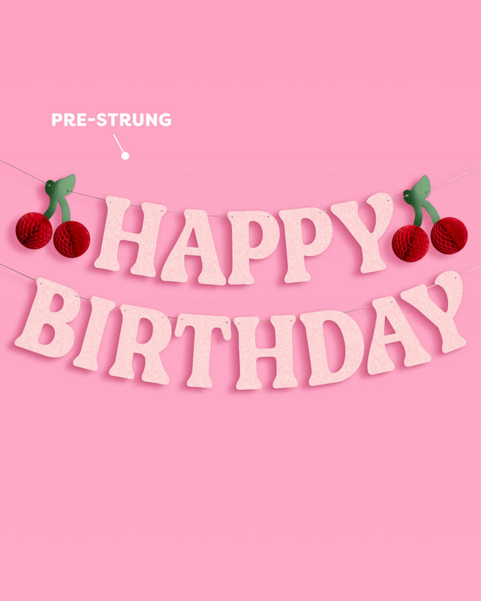 Cherry On Top Bday Banner - 3D glitter banner