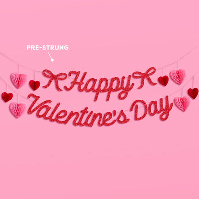 Happy Valentine's Day Banner - 3D glitter banner