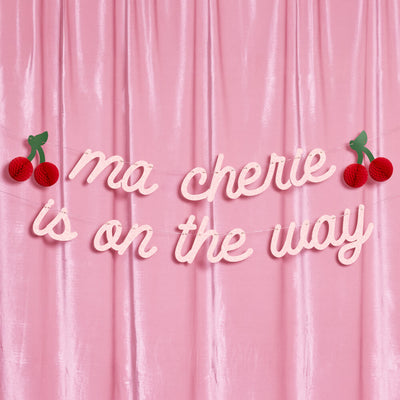 Ma Cherie is on the Way Banner - 3D glitter banner