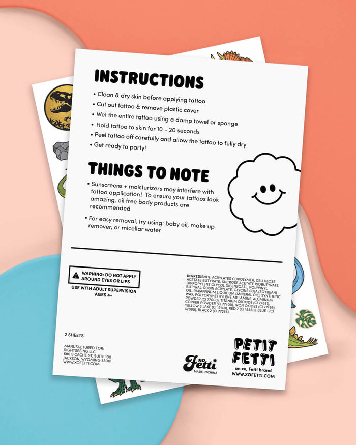 Dino-mite Tats - 44 foil temporary tattoos
