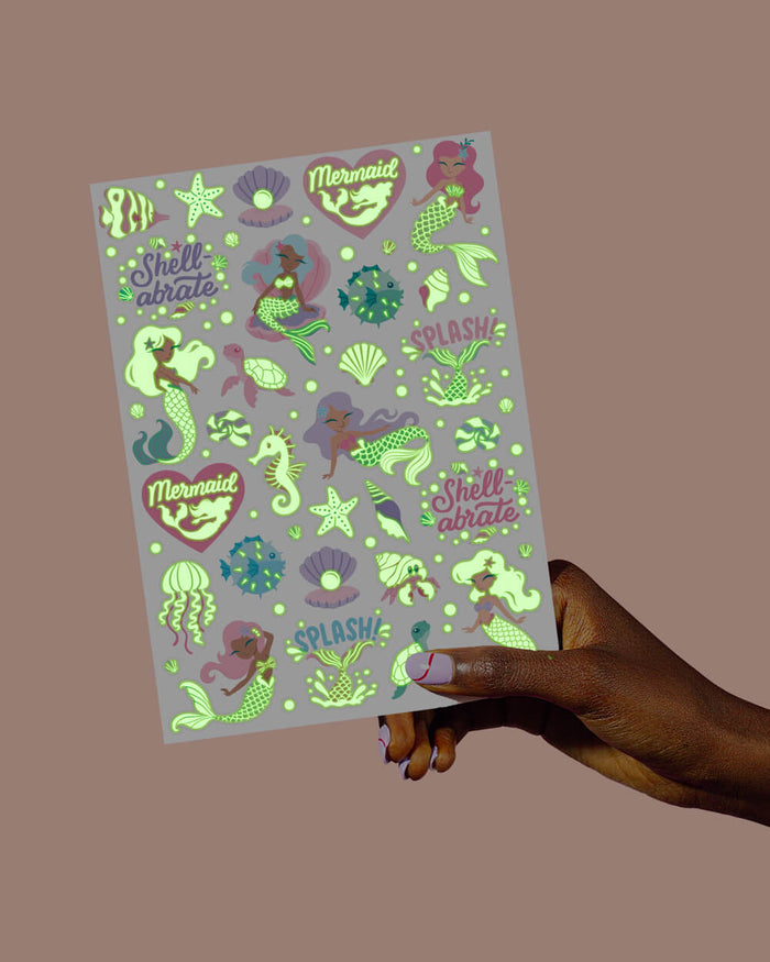 Mermaid Glo Tats - 48 foil temporary tattoos
