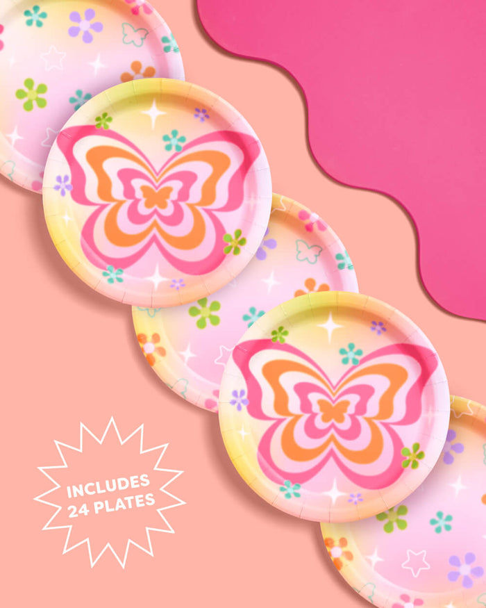 Butterfly Daydream Plates - 24 paper plates