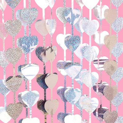 Shimmer Heart Curtain - iridescent foil curtain
